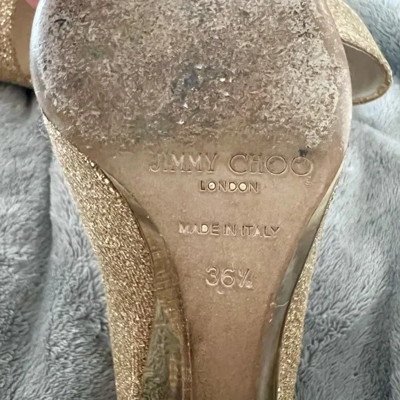 Jimmy Choo Gold Glitter Heels - Picture 4 of 4